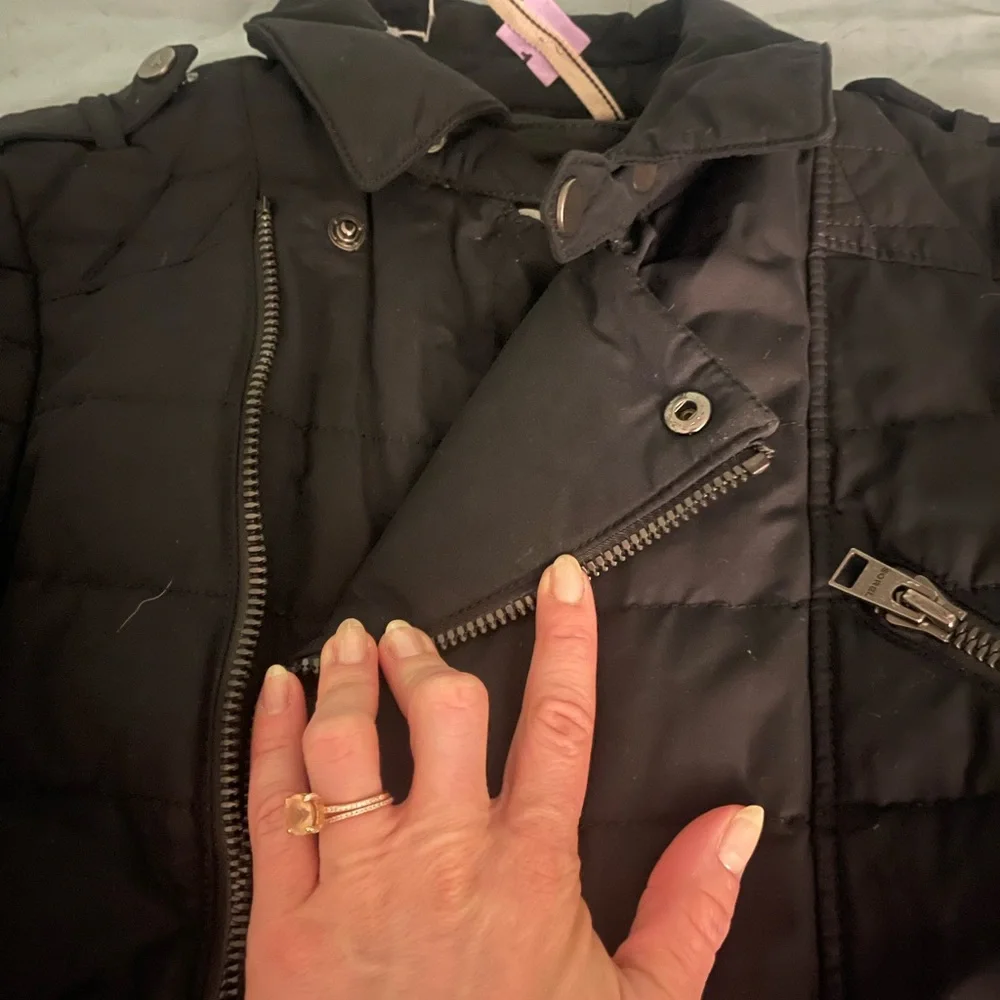 Sorel black goose down moto jacket. - Picture 3 of 16